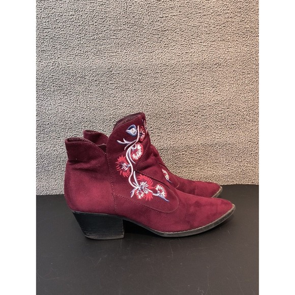 Carlos Shoes - Carlos by Carlos Santana Western Ankle Boots Women's 6.5 Red Burgundy Floral2070